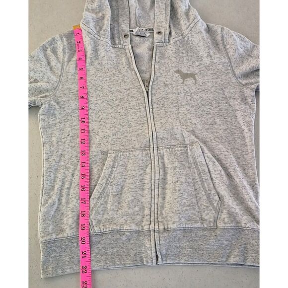 VS PINK Gray Zip-Up Hoodie – Size M (LOVE PINK Back) - Picture 5 of 11